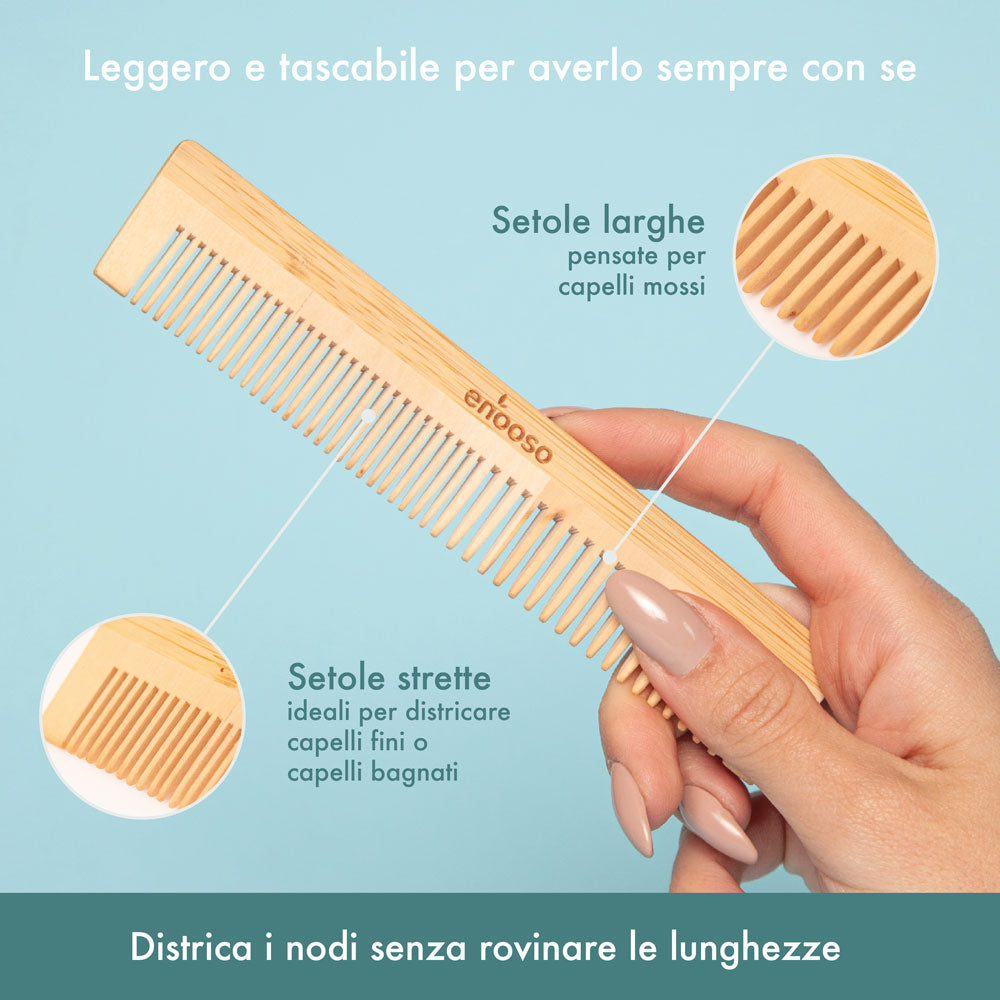 pettine in legno bambù bamboo naturale artigianale ecosostenibile BIO TASCABILE ANTIBATTERICO ANTISTATICO 