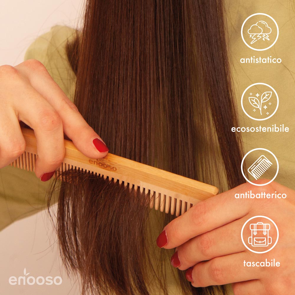 pettine in legno bambù bamboo naturale artigianale ecosostenibile BIO TASCABILE ANTIBATTERICO ANTISTATICO