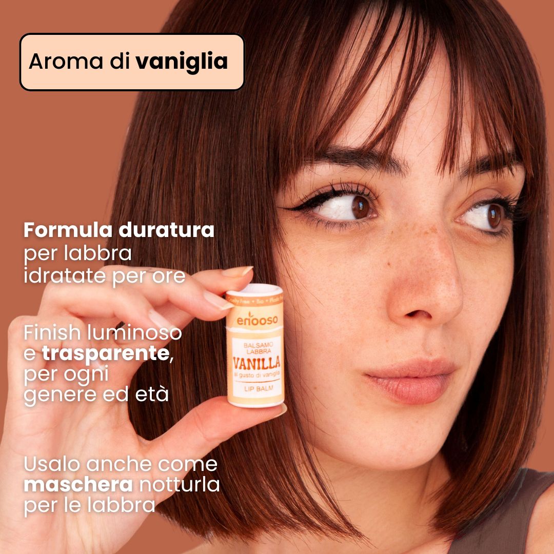 Balsamo Labbra Vaniglia con Vitamina E - Plastic free, Vegan e