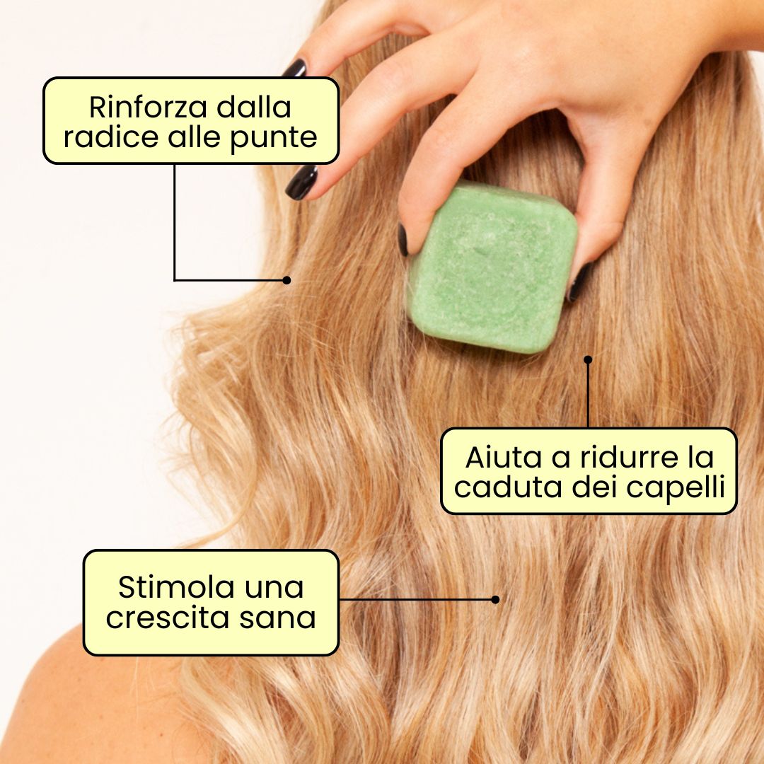 Ingredienti naturali shampoo solido Enooso - Rosmarino biotina per capelli forti e sani
