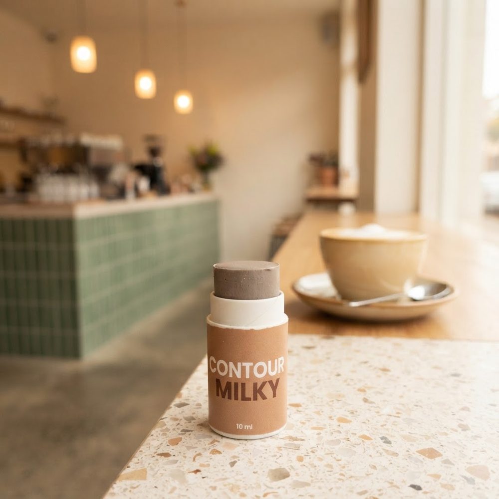 Il contour in stick Milky di Enooso sul bancone di un bar