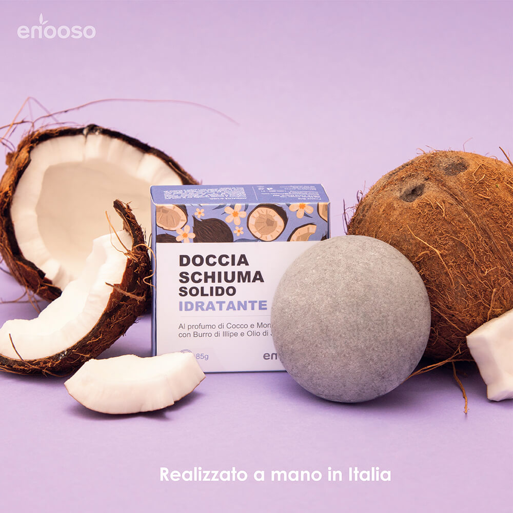 docciaschiuma idratante solido cura di se pelle idratata cocco monoi doccia eco bio vegan cruelty free