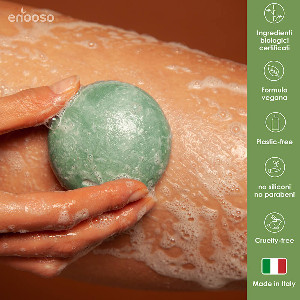 doccia schiuma solido rinfrescante ecofriendly bio vegan cruelty free cura di se bodypositivity bellezza naturale sostenibile autentica  