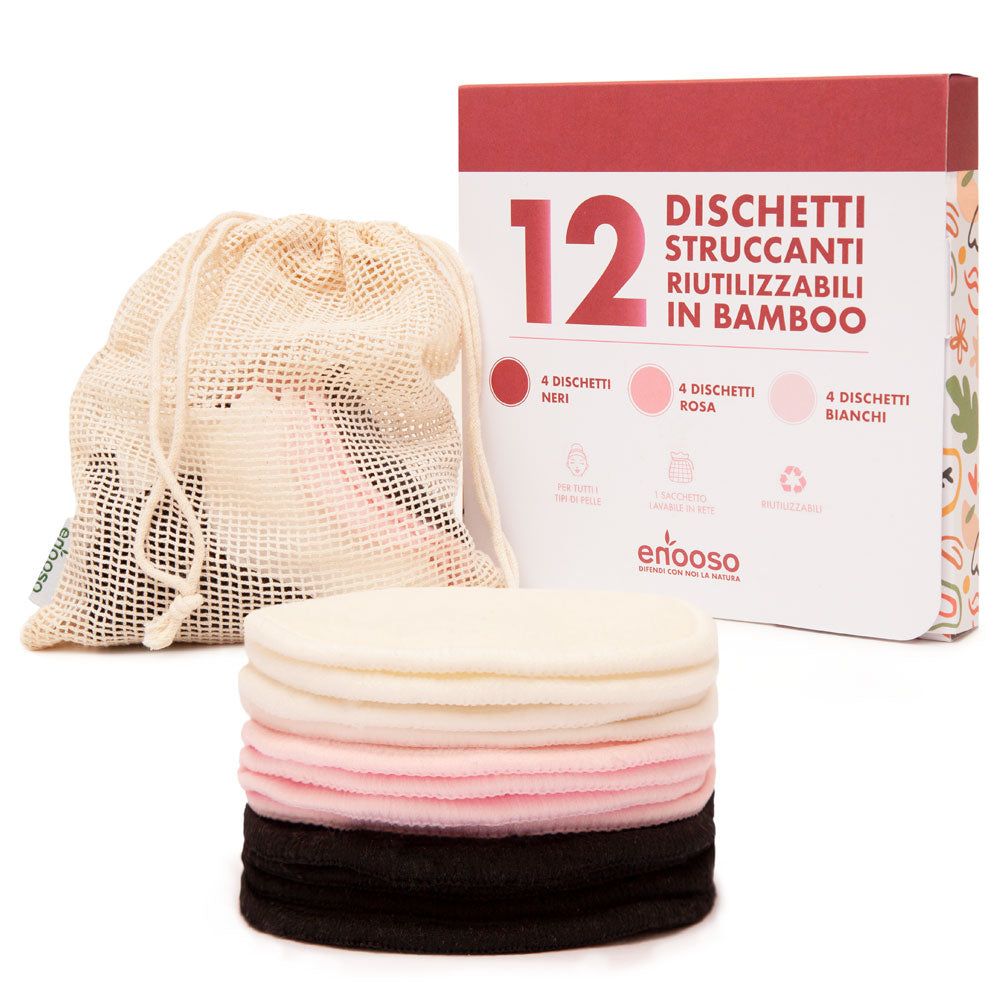 reusable pads dischetti struccanti set dischetti struccanti riutilizzabili lavabili cosmesi solida sostenibile enooso pads bamboo bag sustainability 12 Dischetti Struccanti  Soft 