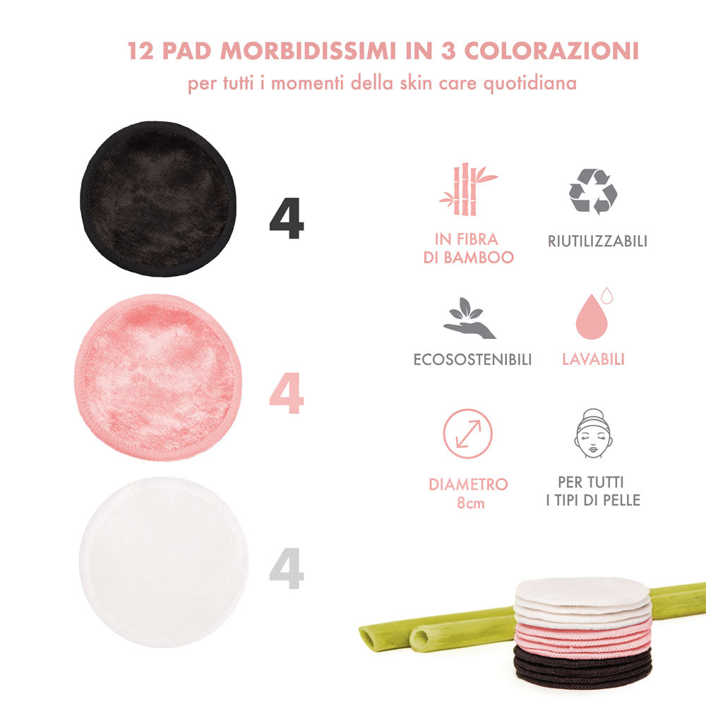 reusable pads dischetti struccanti set dischetti struccanti riutilizzabili lavabili cosmesi solida sostenibile enooso pads bamboo bag sustainability 12 Dischetti Struccanti  Soft 