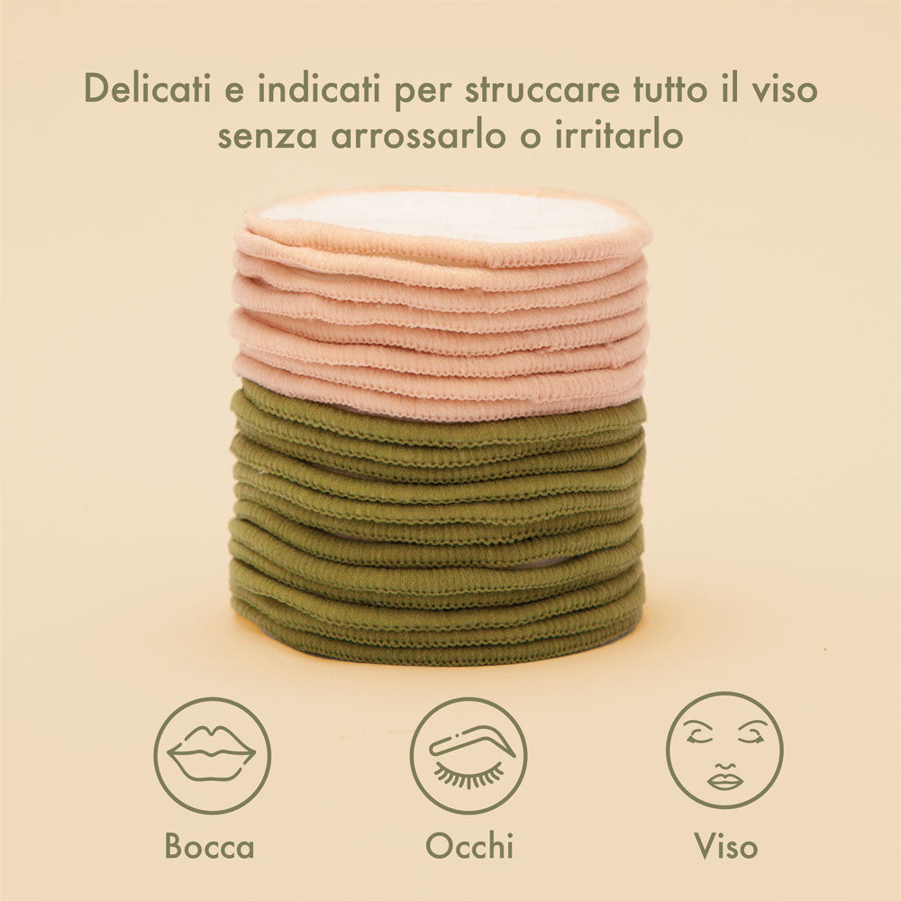 reusable pads dischetti struccanti set dischetti struccanti riutilizzabili lavabili cosmesi solida sostenibile enooso pads bamboo bag sustainability 12 Dischetti Struccanti  Soft 