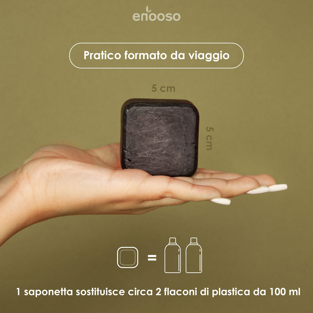 shampoo solido purificante antiforfora nutriente carbone attivo vegetale cruelty free vegan bio sostenibile cura dei capelli