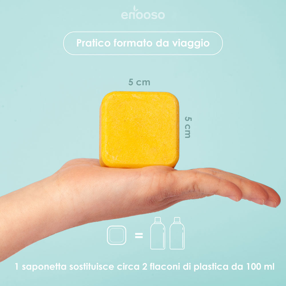 Shampoo Solido Bio Lenitivo e Illuminante alla Camomilla, Calendula e Luppolo 130 g per cute sensibile - Enooso - 100% Artigianale Biologico Naturale Vegano - Made in Italy