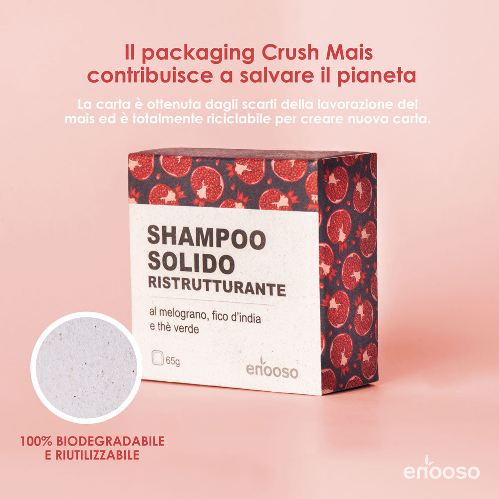 shampoo solido ristrutturante rinforzante bio vegan cruelty free melograno fico d_india cosmetica solida cura dei capelli danneggiati sfibrati rimedi naturali